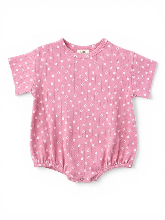 Pink Flower Organic Pointelle T-Shirt Bubble