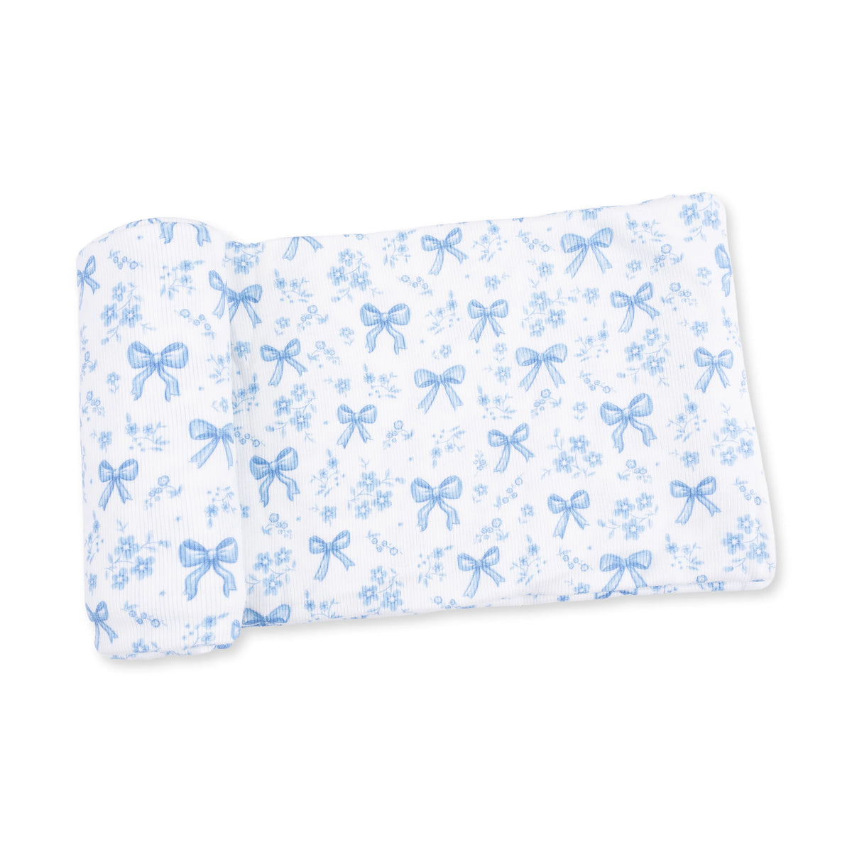 Swaddle Blanket - Blue Bows and Flowers