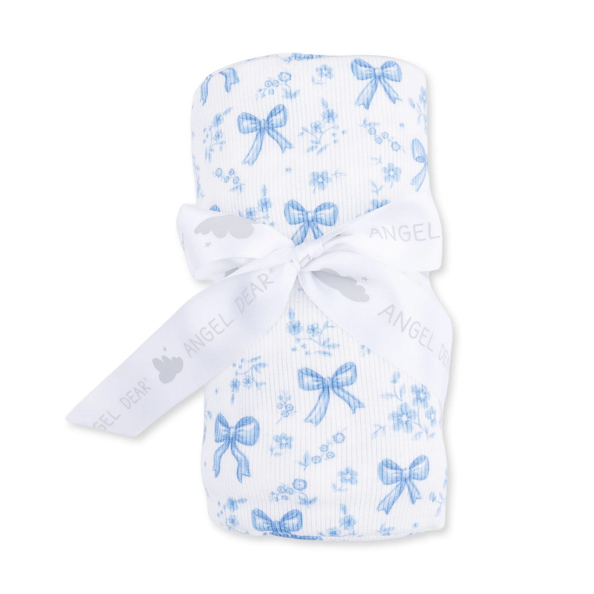 Swaddle Blanket - Blue Bows and Flowers