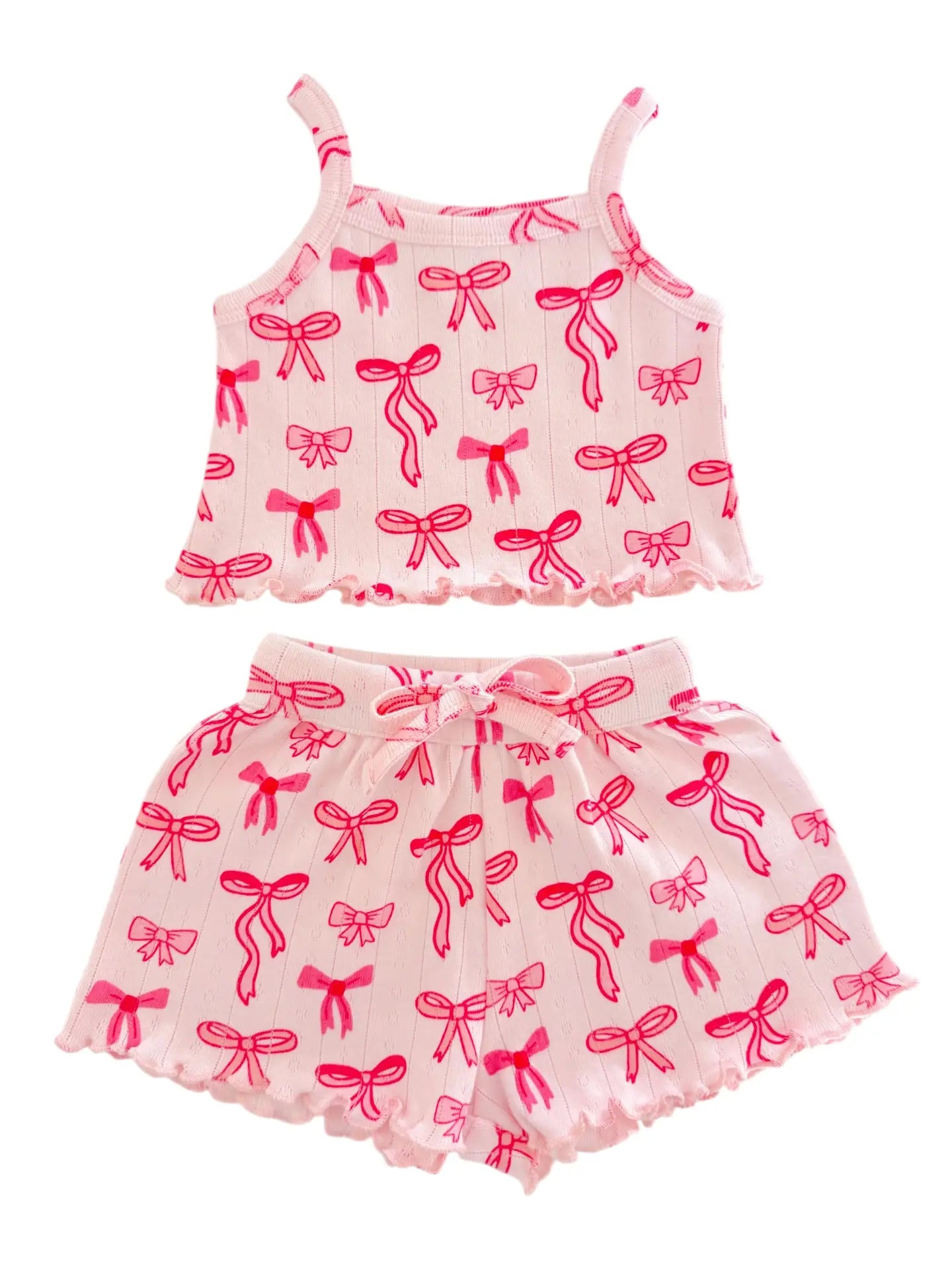 Pink Bows Organic Pointelle Summer Set