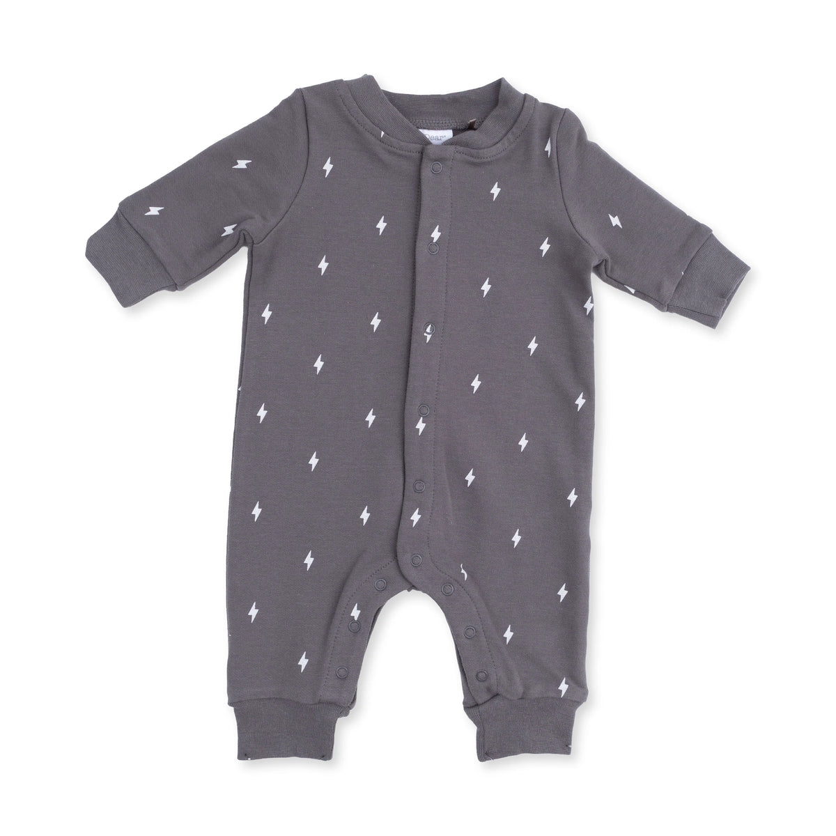 Baseball Collar Button Up Romper - Lightning Bolt