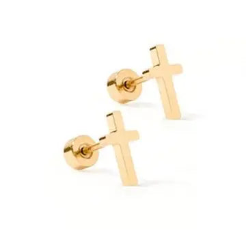 Screwback Stud Earrings - Catherine Cross Gold