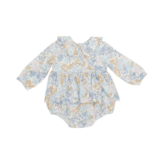 Long Sleeve Ruffled Peter Pan Collar Bubble With Skirt - Edith's Floral