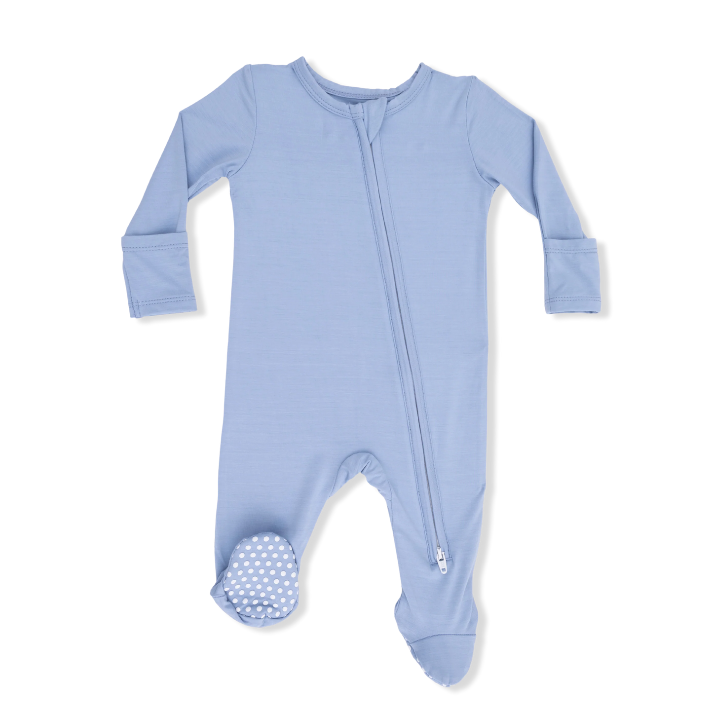 Solid Blue Fog 2 Way Zipper Footie
