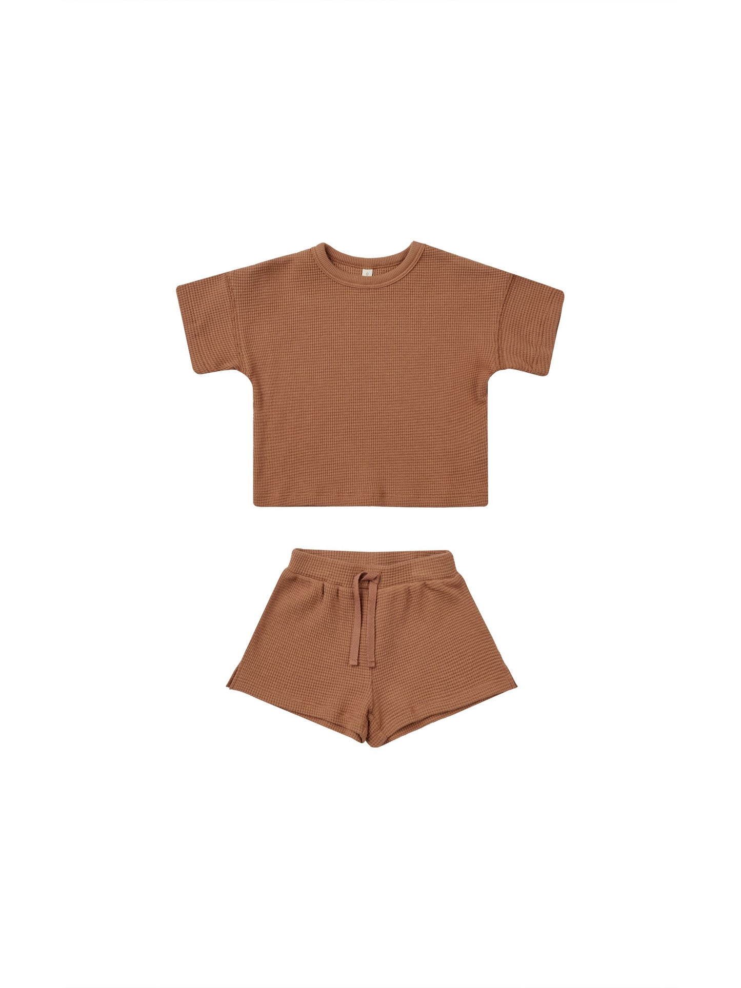 waffle tee + short set || clay