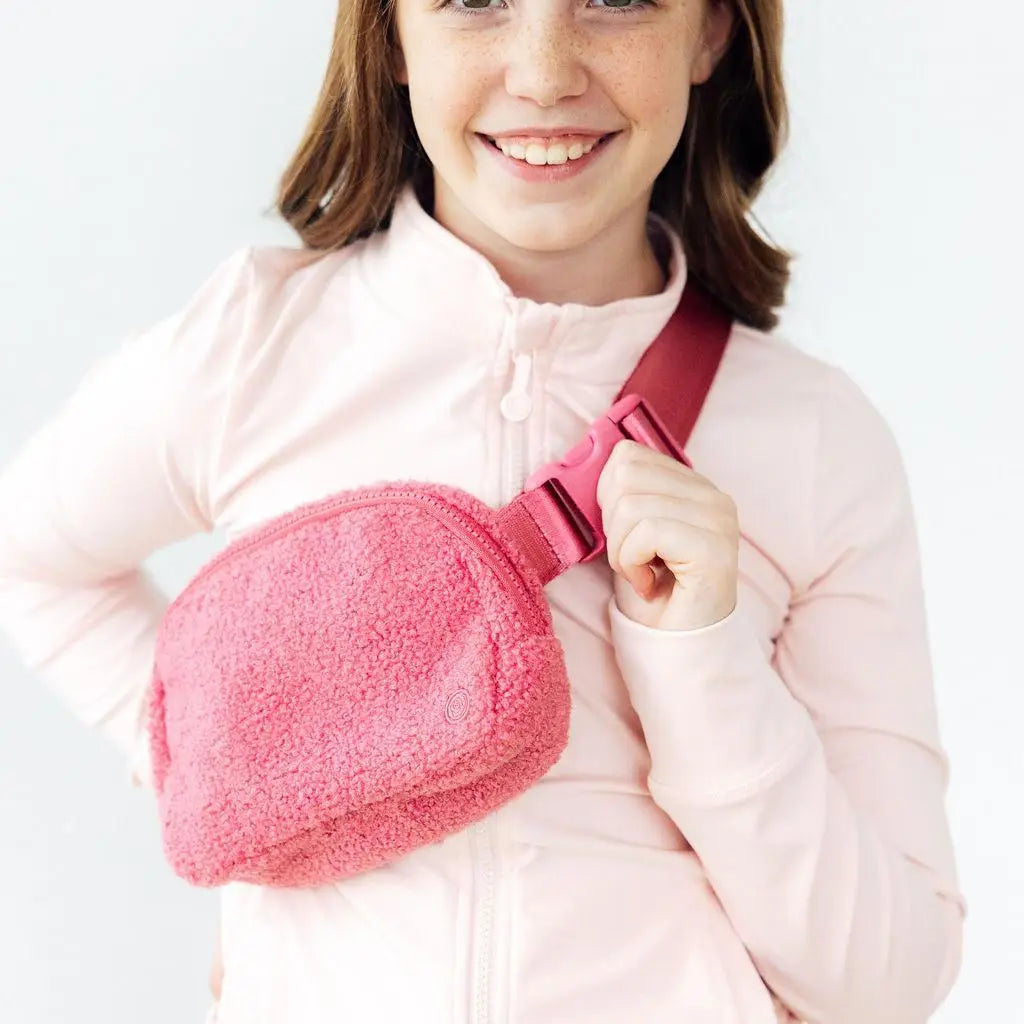 Pink Fleece Belt Bag