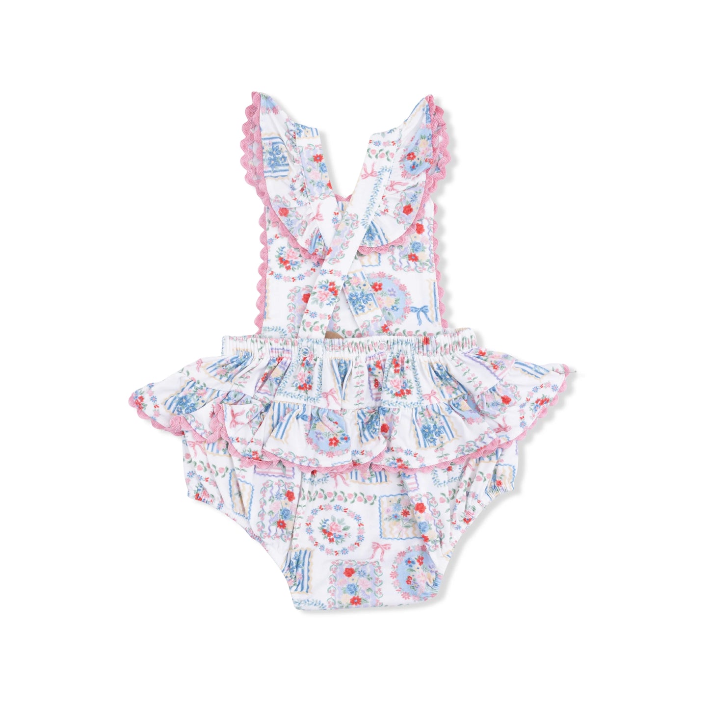 Julep's Floral Patchwork Ric Rac Ruffle Sunsuit