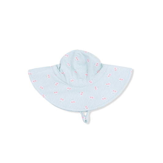 Tiny Cherry Stripe - Wide Brim Sun Hat