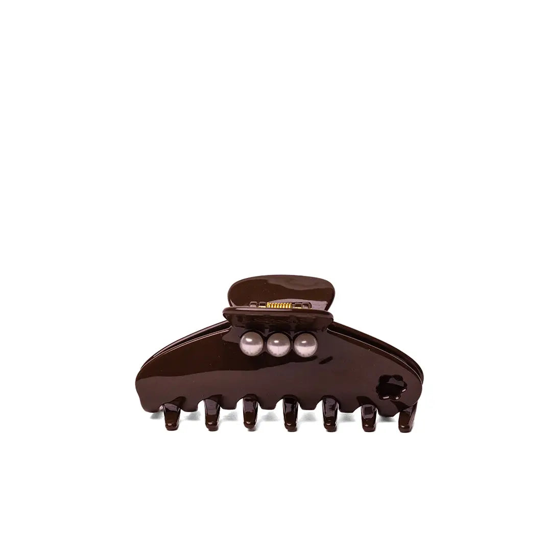 Midi Pearl Acetate Claw - Chocolate Brown