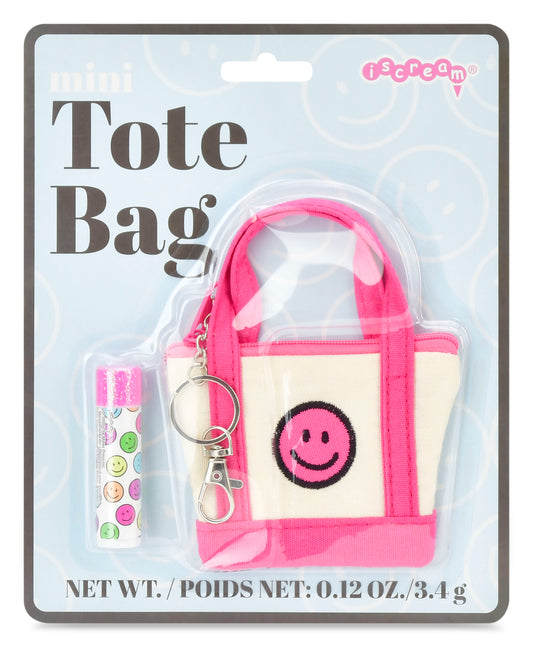 Iscream Mini Tote Bag Lip Balm Key Chain Set