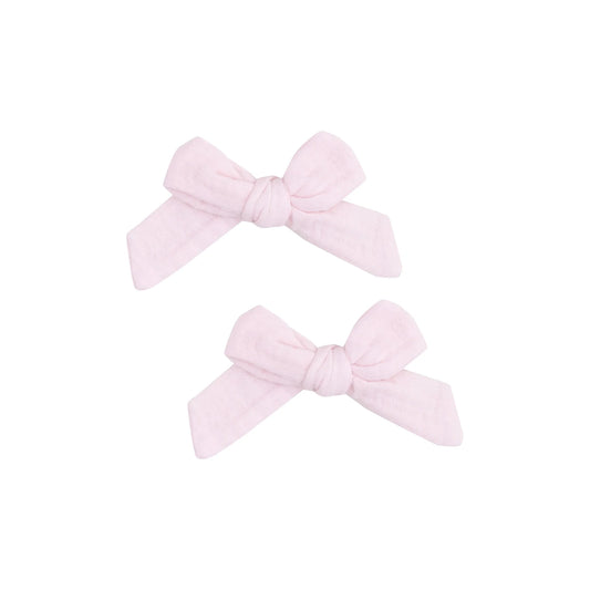 2 Pack Hair Bow w/ Clip - Solid Muslin Ballerina