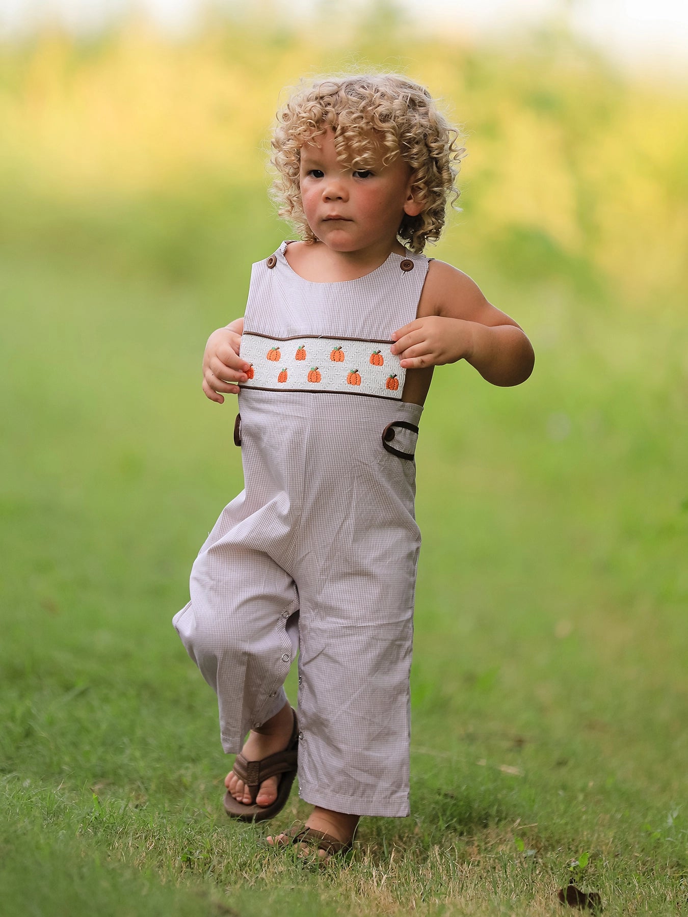 Pumpkin Smock Embroidered Romper