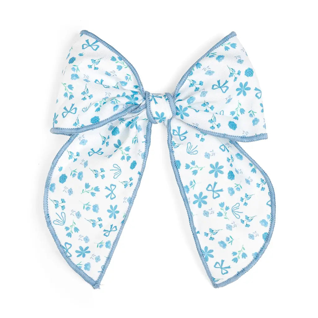 Sky Floral Bow Clip