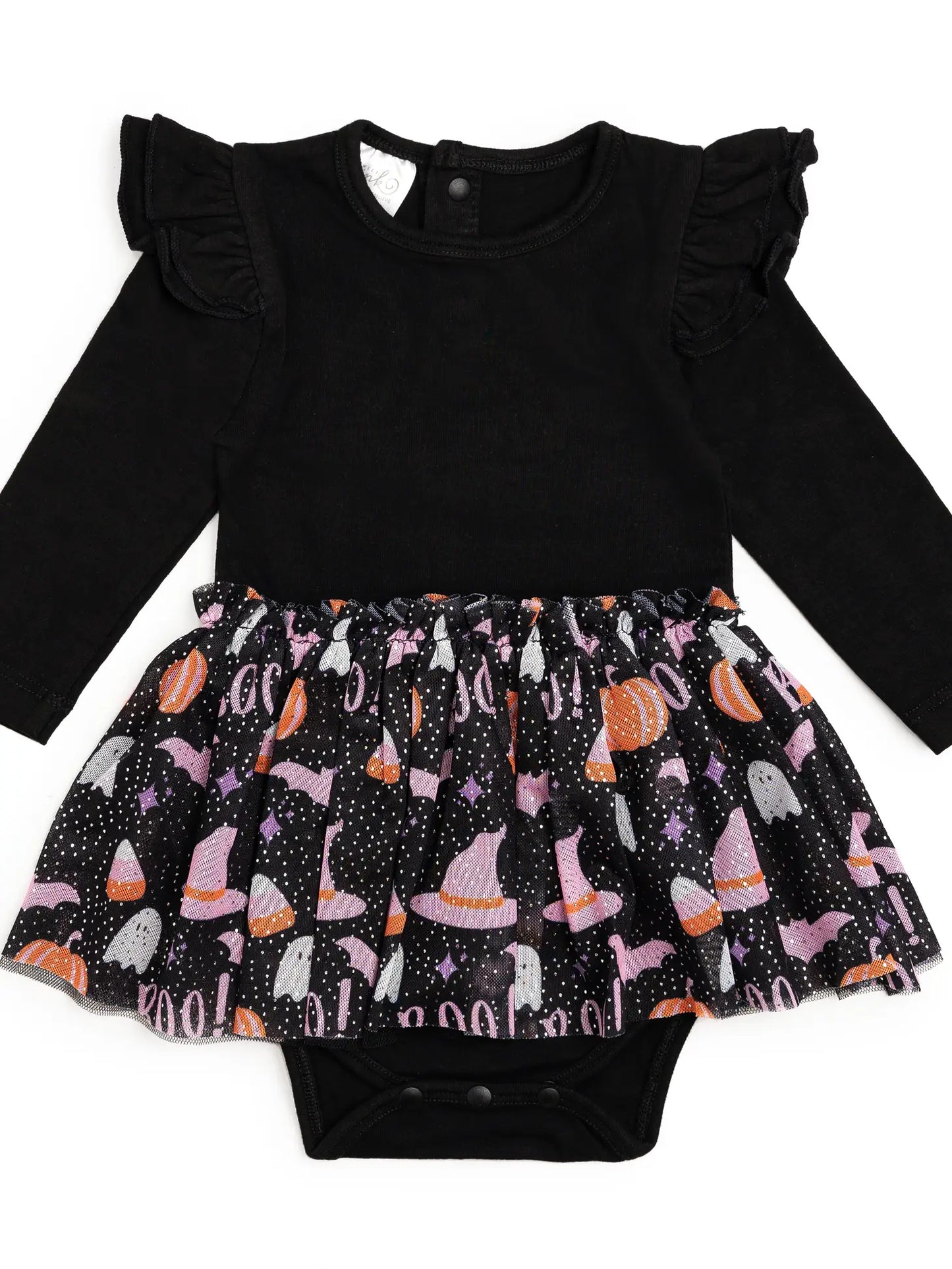 Boo Halloween Long Sleeve Tutu Bodysuit