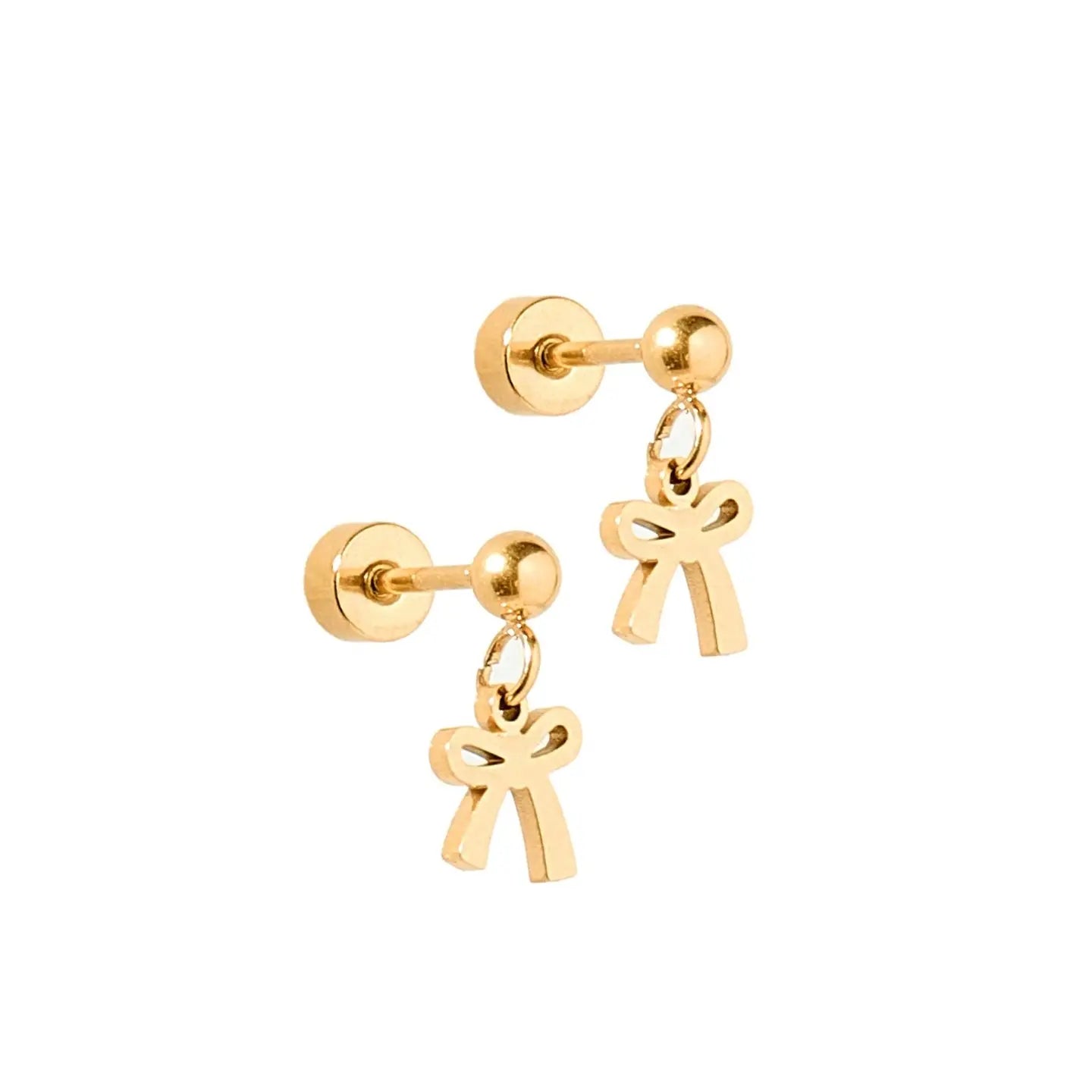 Screwback Stud Earrings - Millie Bow Gold