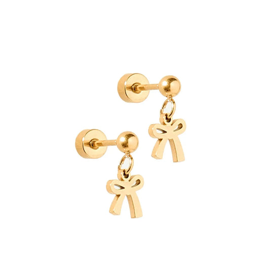 Screwback Stud Earrings - Millie Bow Gold