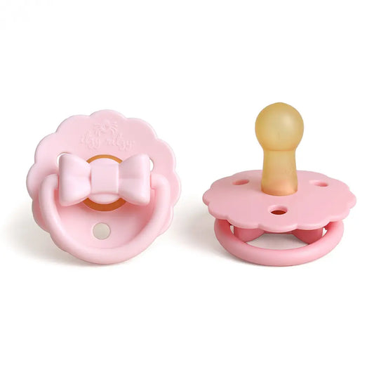 Itzy Soother™ Natural Rubber Paci Sets - Pink Bow 0/6M
