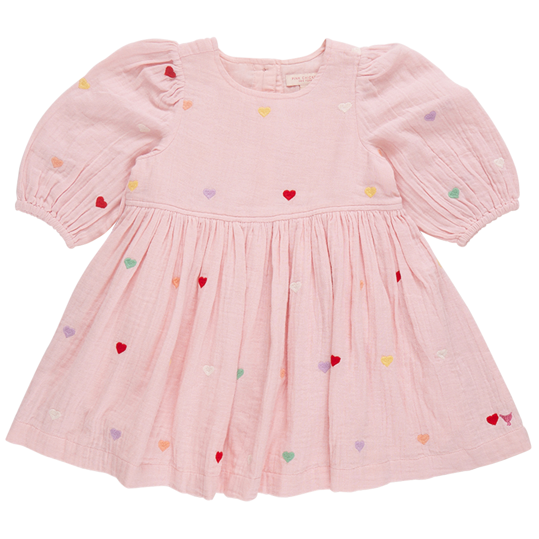 Girls Brooke Dress - Candy Heart Embroidery