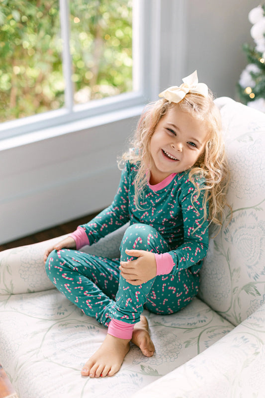 Pink and Green Candy Cane PJ Set