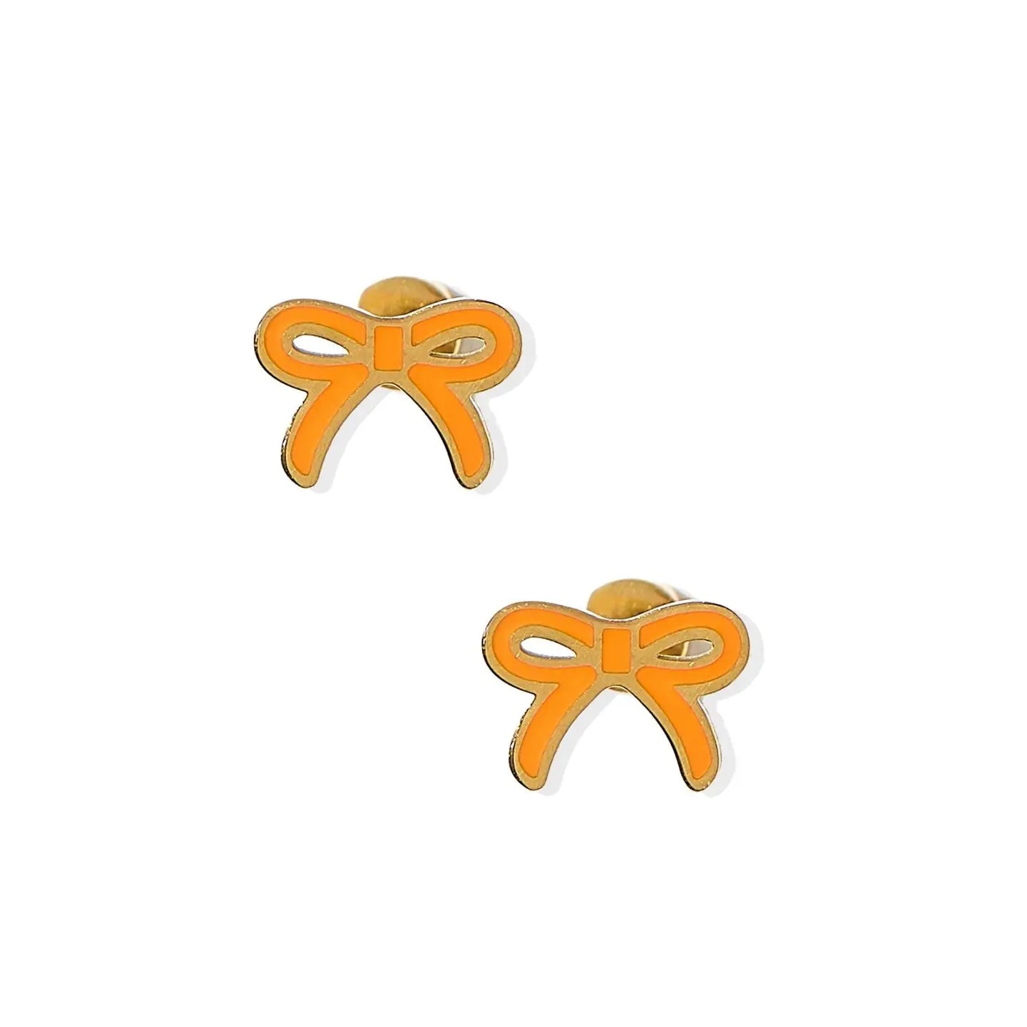 Screwback Stud Earrings - Sadie Bow Orange