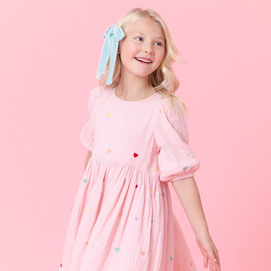 Girls Brooke Dress - Candy Heart Embroidery