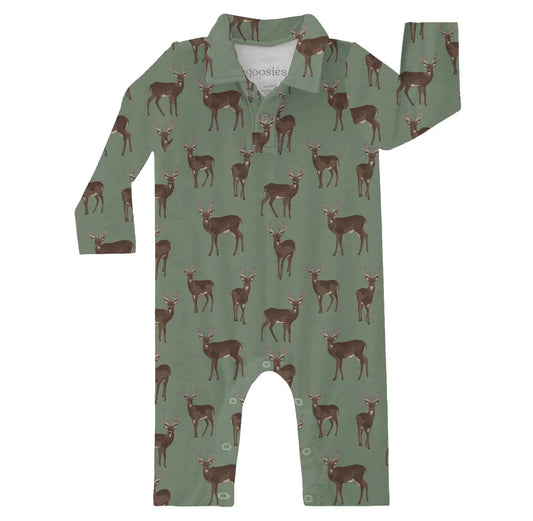 Sweatshirt Polo Romper - Deer