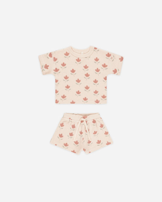 Waffle Tee + Short Set || Tulips