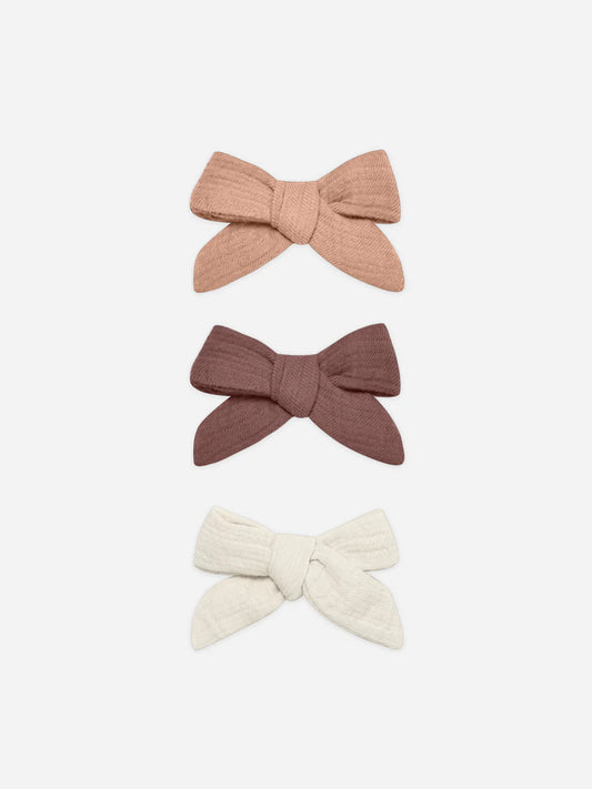 Bow W. Clip, Set Of 3 || Rose, Plum, Natural