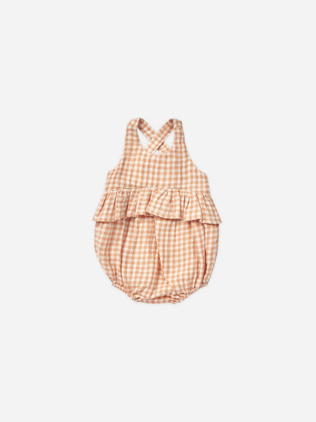 penny romper || melon gingham