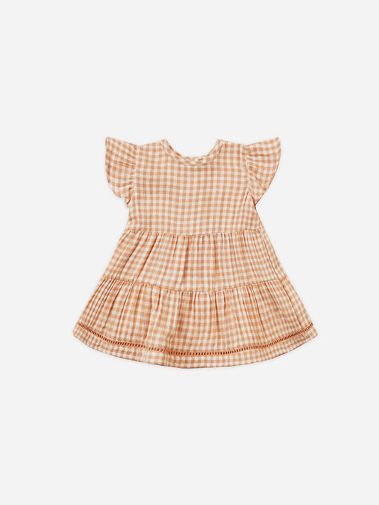 lily dress || melon gingham