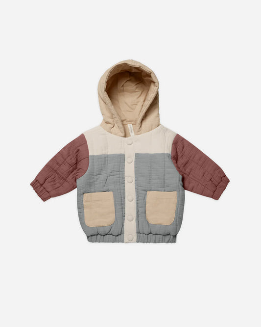 Hooded Woven Jacket || Color Block