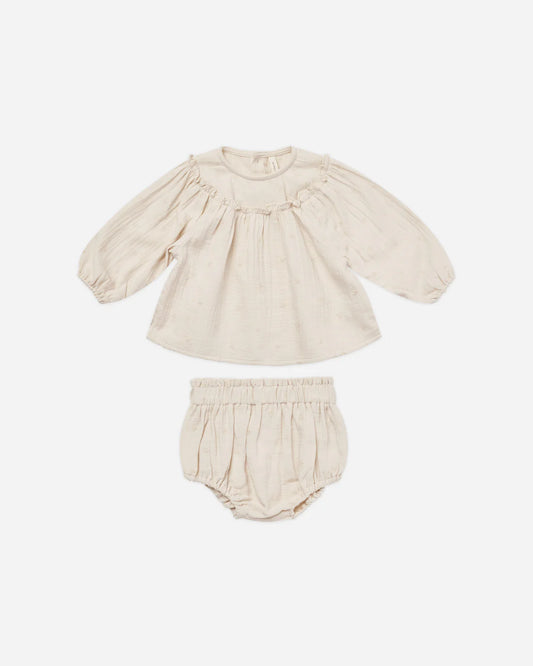 Balloon Sleeve Blouse + Bloomer Set || Daisy Embroidery