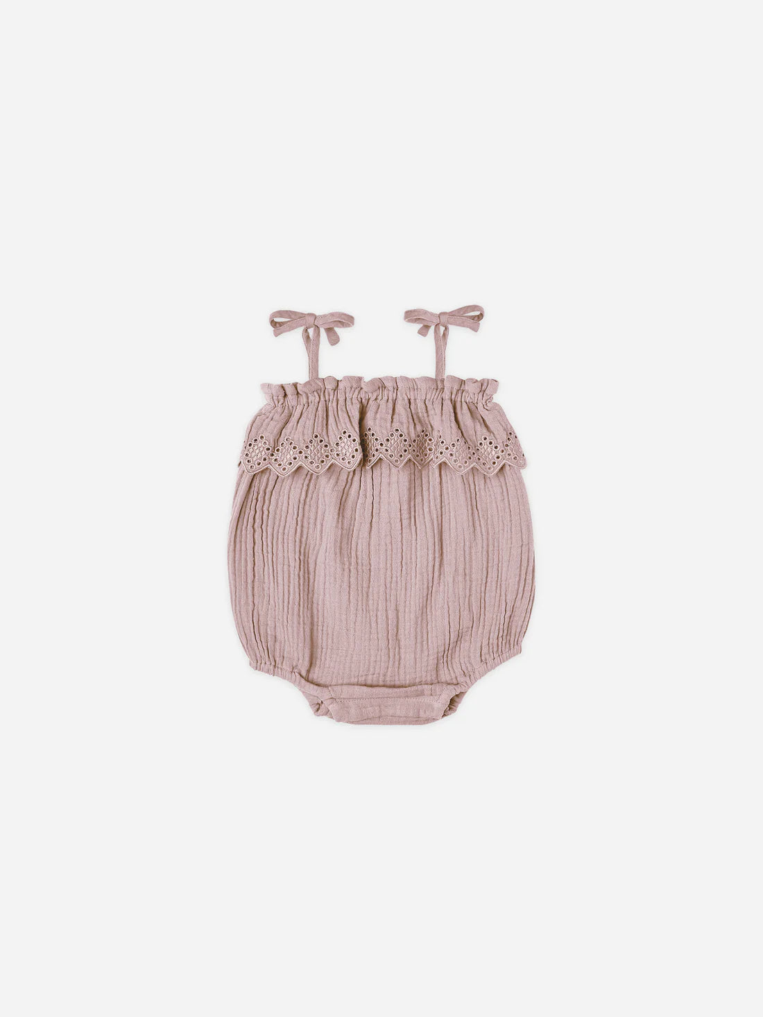 ruffle romper || mauve