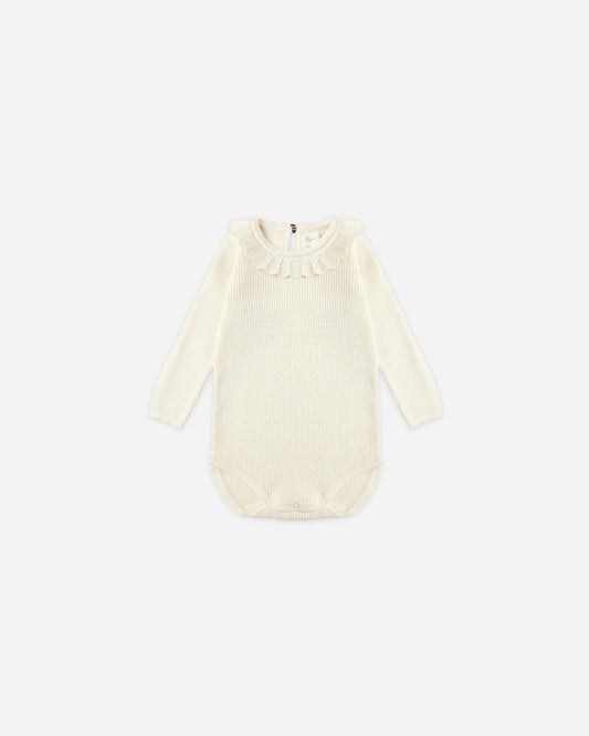 Ruffle Collar Bodysuit || Natural