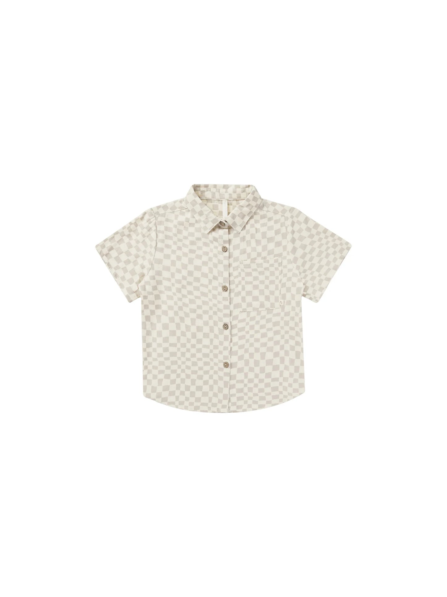 collared short sleeve shirt || dove check