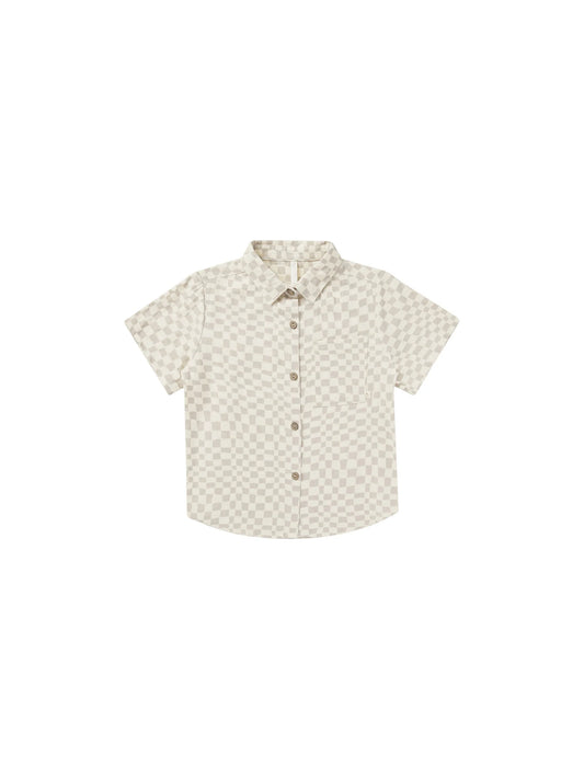 collared short sleeve shirt || dove check