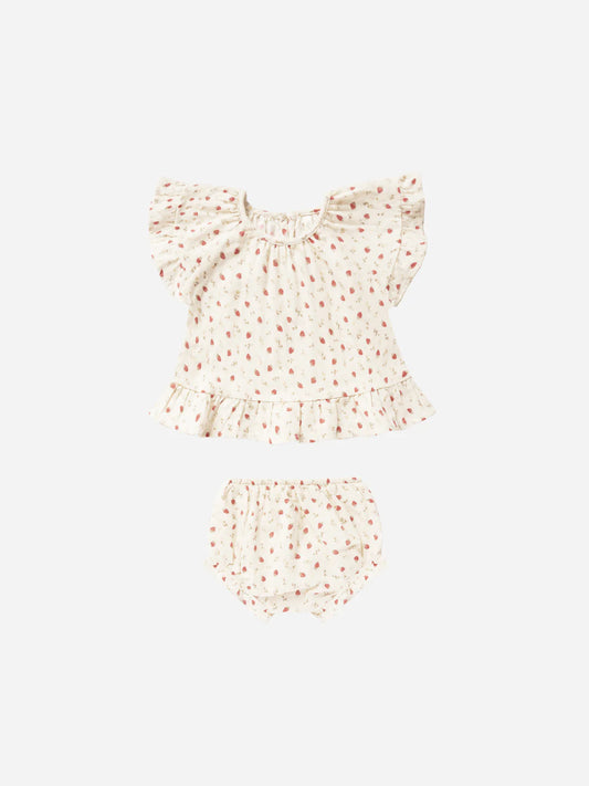 butterfly top + bloomer set || strawberry fields