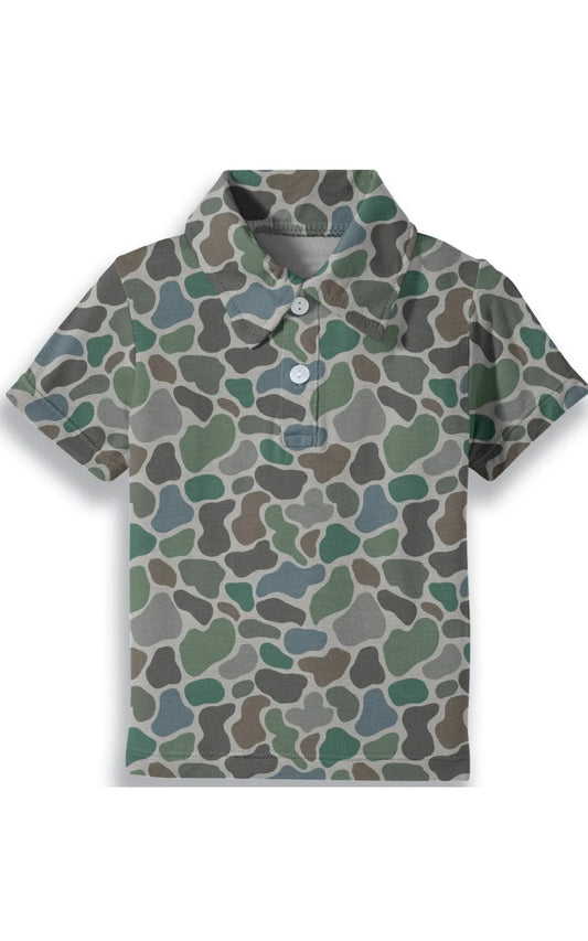 Short Sleeve Polo Shirt - Pebble Camo