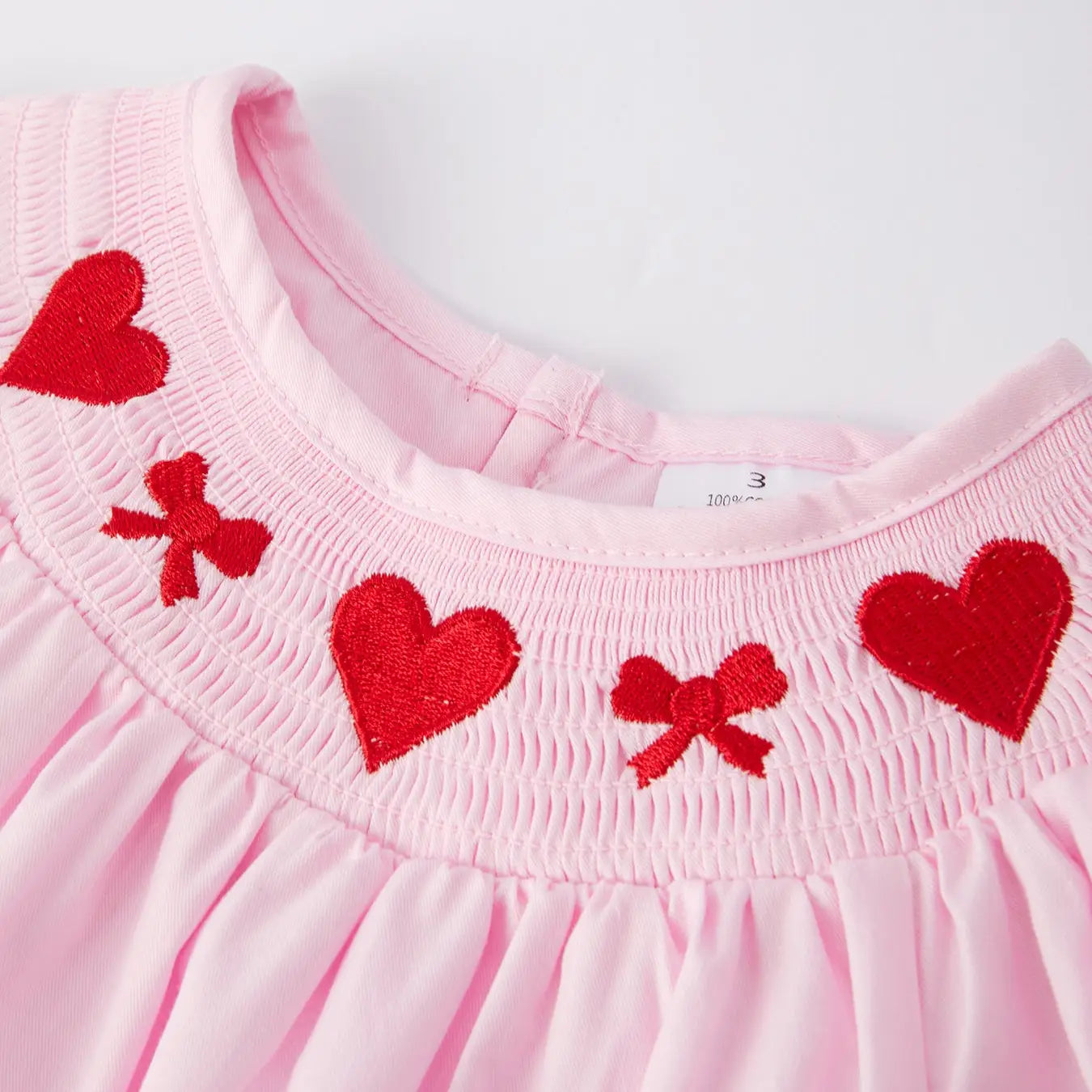 Pink Smocking Embroidery Long Sleeve Dress