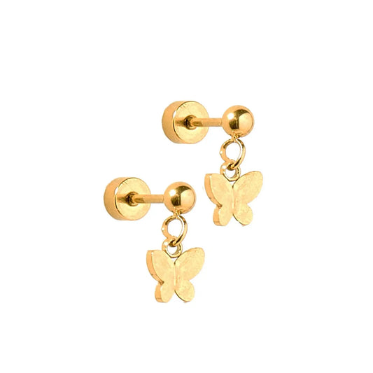 Screwback Stud Earrings - Millie Butterfly Gold