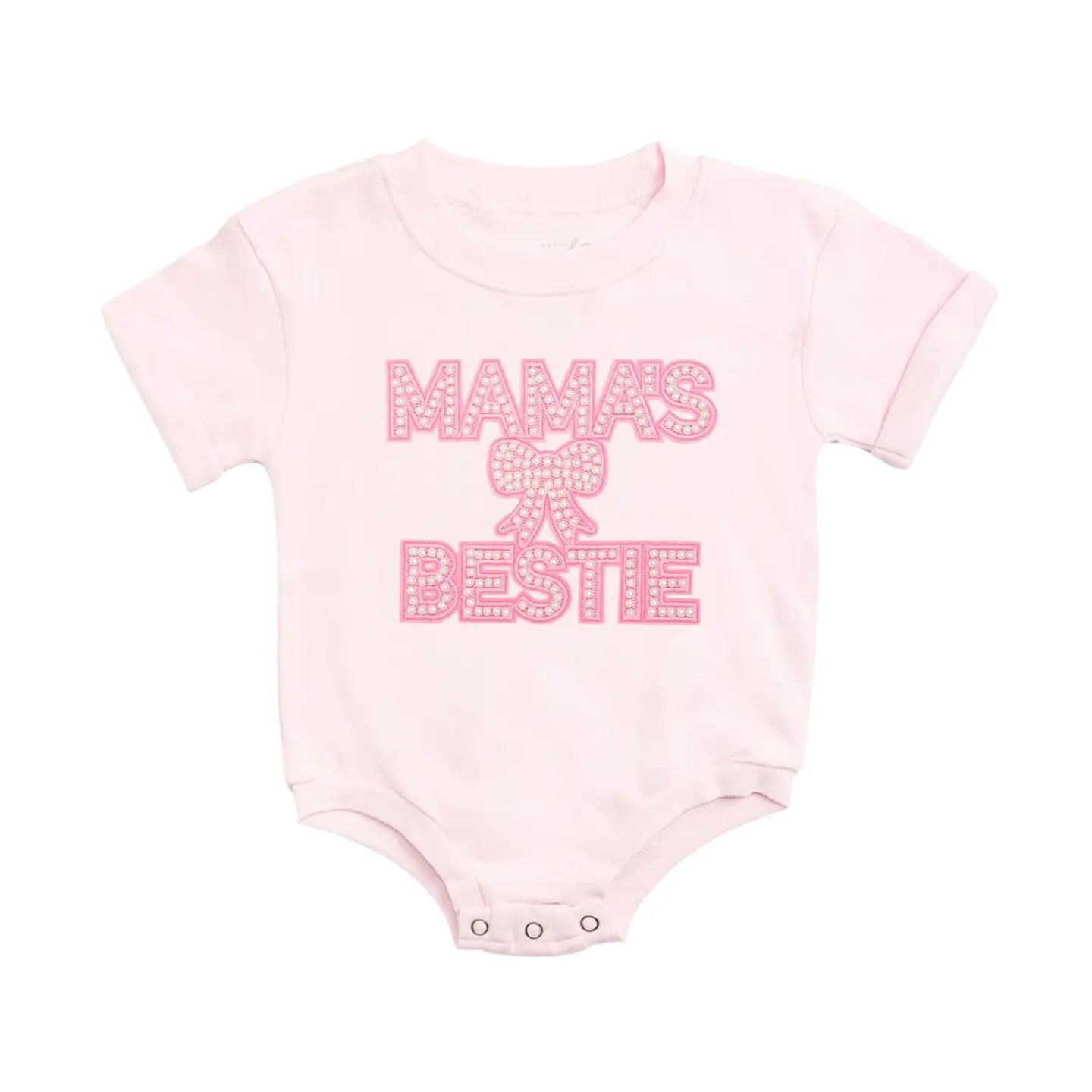 Mama's Bestie Pearl Patch Short Sleeve Rompe