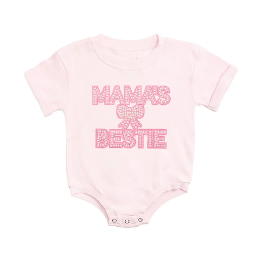 Mama's Bestie Pearl Patch Short Sleeve Rompe
