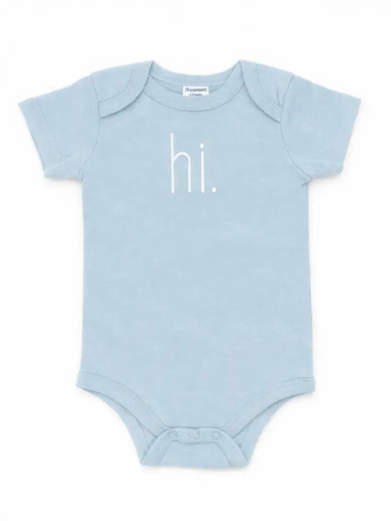 Hi. Embroidered Onesie - Surf Blue