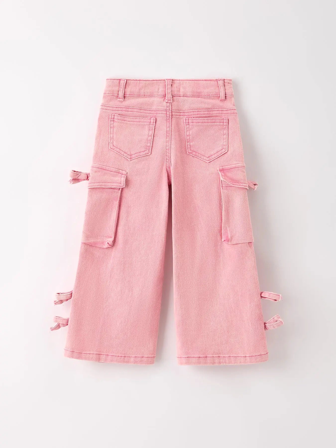 Pink Wide-Leg Denim Pants
