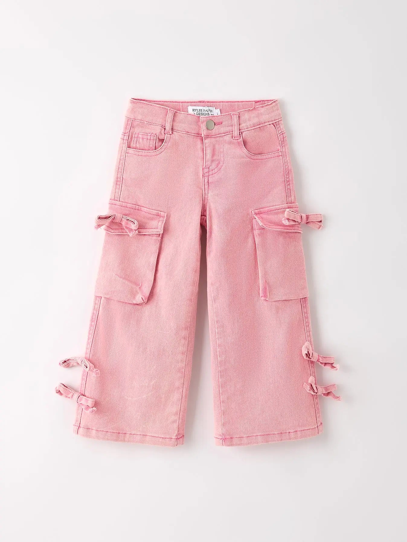 Pink Wide-Leg Denim Pants