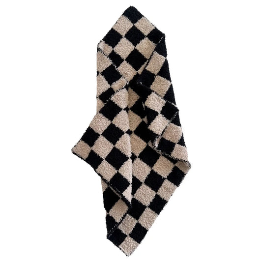 Phufy Bliss Checkerboard Mini Blanket - Black/Cocoa