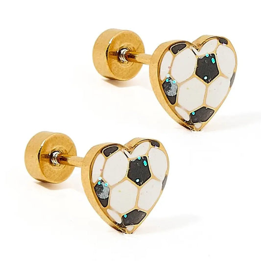 Screwback Stud Earrings - Soccer