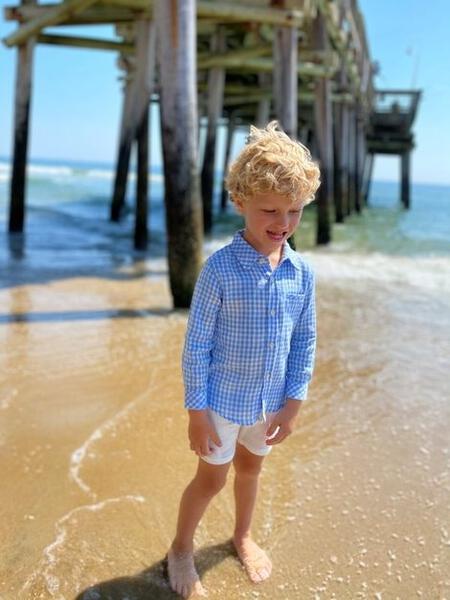 Merchant Long Sleeve Button Up - Blue Plaid