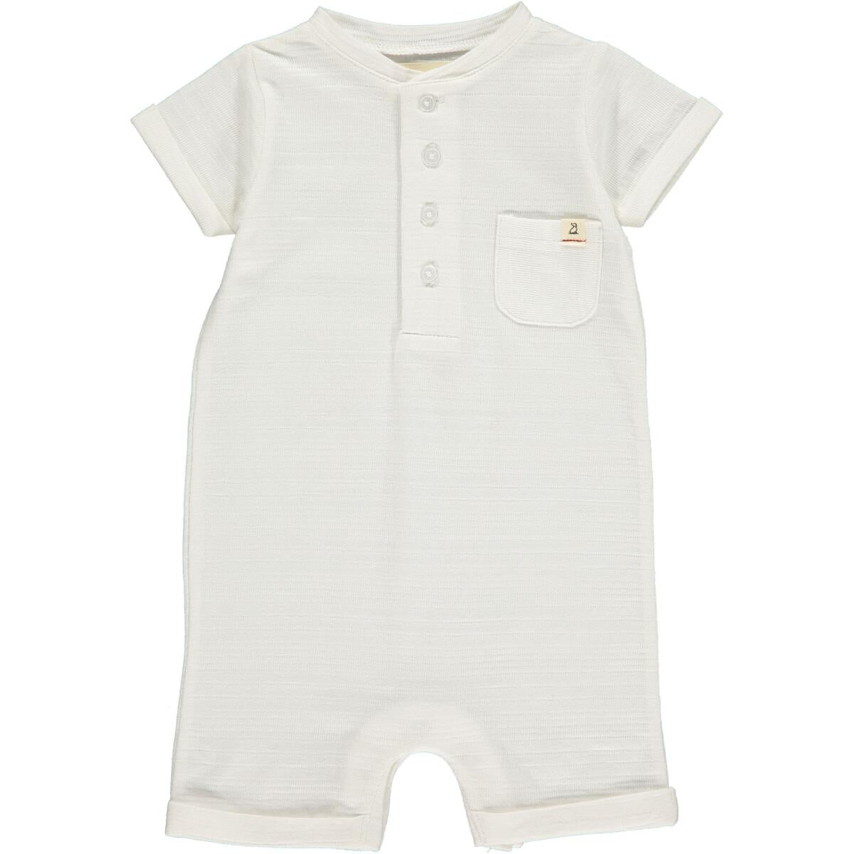 Camborne - White Ribbed Henley Romper