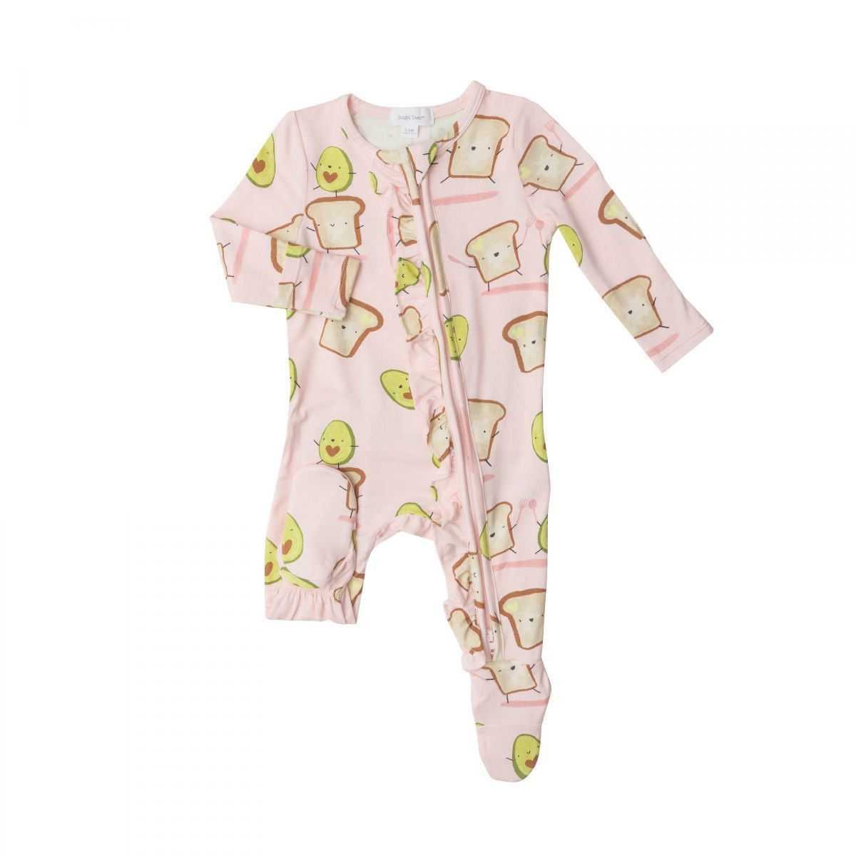 Ruffle Zipper Footie - Avocado + Toast Pink